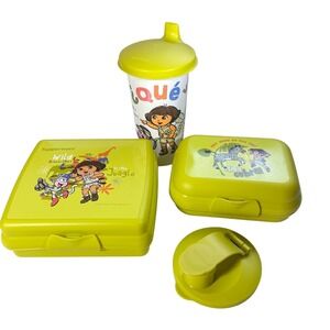 Tupperware Dora the Explorer Lunch Box Set Snack Container Tumbler Cup Sandwich